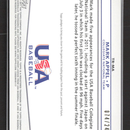 2011 Topps USA Baseball Mark Appel #TR-MA Jersey 074/240