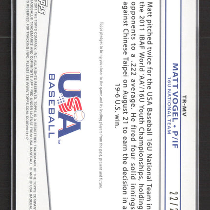 2011 Topps USA Baseball Matt Vogel #TR-MV Jersey 22/25