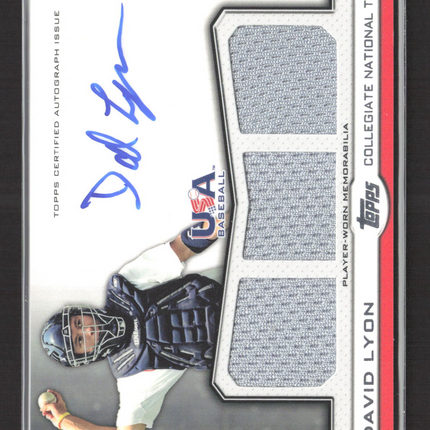 2011 Topps USA Baseball Collegiate David Lyon #ATR-DL Jersey Auto 189/214