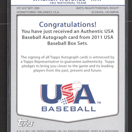 2011 Topps USA Baseball Walker Weickel #USA-A67 Auto