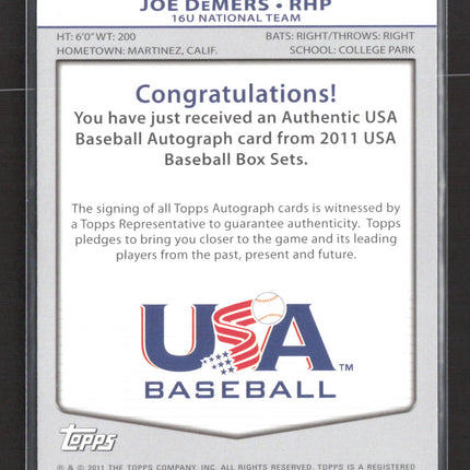 2011 Topps USA Baseball Joe DeMers #USA-A29 Auto