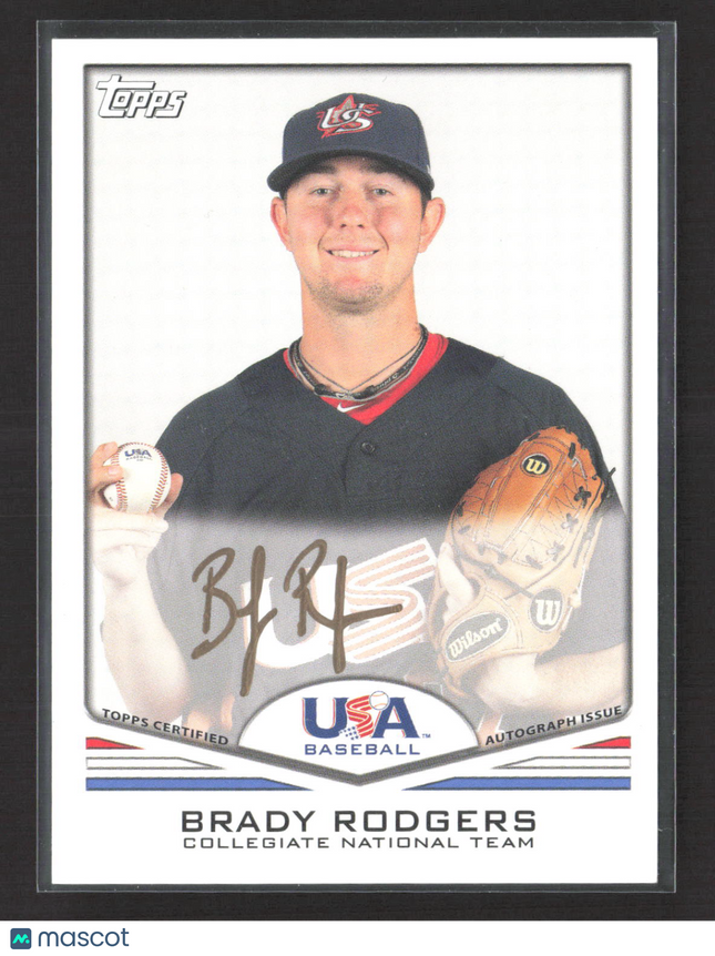 2011 Topps USA Baseball Brady Rodgers #USA-A19 18/25 Auto
