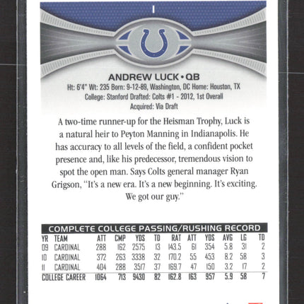 2012 Topps Chrome Andrew Luck #1 Refractor RC