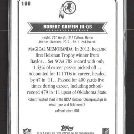 2012 Topps Magic Robert Griffin III #100 RC