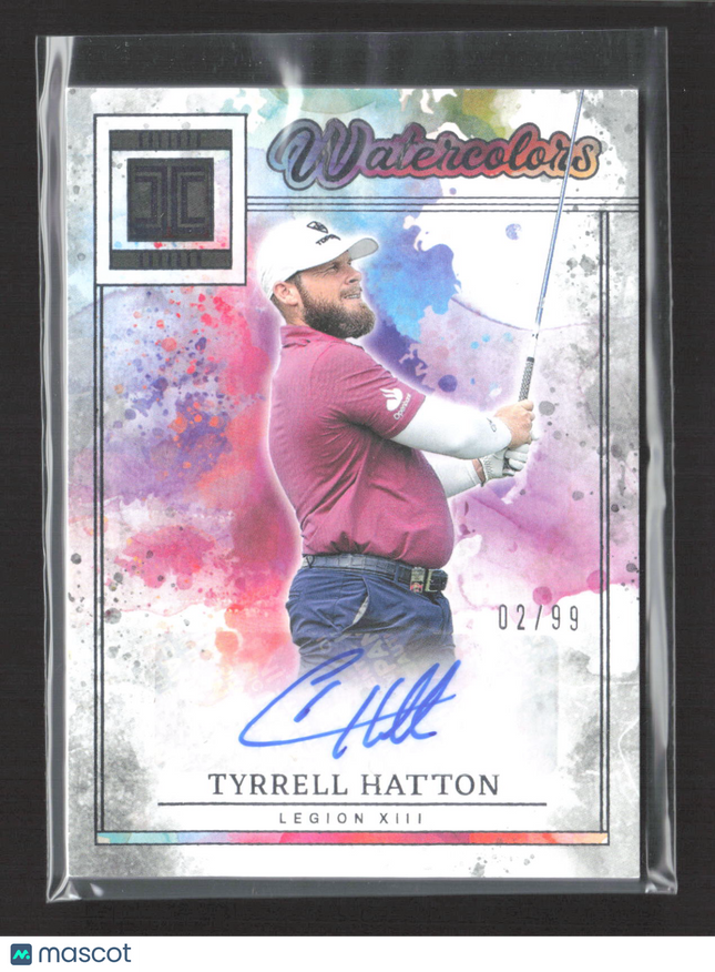 2025 Panini Impeccable LIV Golf Watercolors Tyrrell Hatton #WCS-TH 02/99 Auto