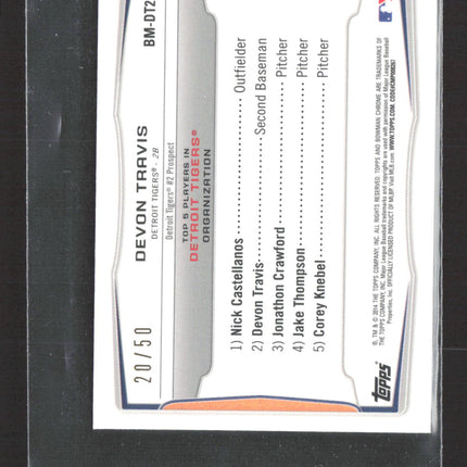 2014 Bowman Chrome Devon Travis #BM-DT2 Orange Shimer Mini 20/50