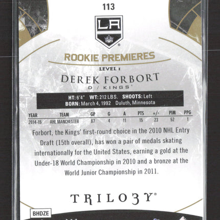 2015 Upper Deck Trilogy Derek Forbort #113 Rookie Premieres Level /999