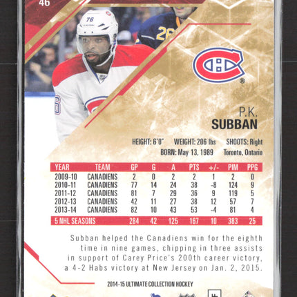 2015 Upper Deck Ultimate Collection P.K. Subban #46 /299