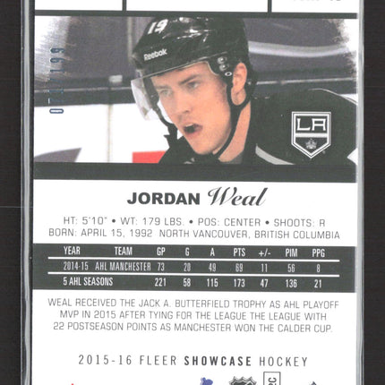2016 Fleer Showcase Blue Ice Jordan Weal #49