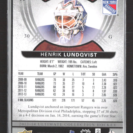 2014 Upper Deck Ultimate Collection Henrik Lundqvist #44 302/499