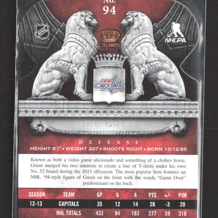 2014 Panini Crown Royale Hockey Mike Green #94 Red 08/99