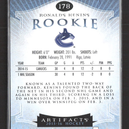 2015 Upper Deck Artifacts Ronalds Kenins #178 432/999