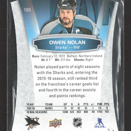 2015 Upper Deck Contours Owen Nolan #100 30/99