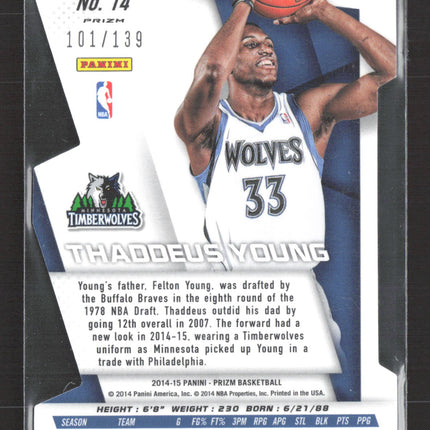 2014 Panini Prizm Thaddeus Young #14 Orange Die-Cut 101/139