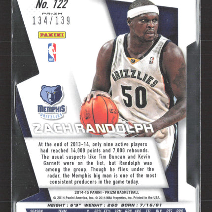 2014 Panini Prizm Zach Randolph #122 Purple 134/139