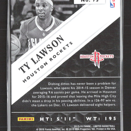 2016 Panini Limited Spotlight Ty Lawson #75 13/49