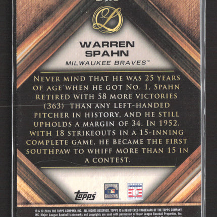 2016 Topps Museum Collection Lasting Imprints Warren Spahn #LI-WS 41/50