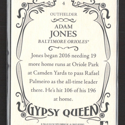 2016 Topps Gypsy Queen Adam Jones #4 Purple 022/250