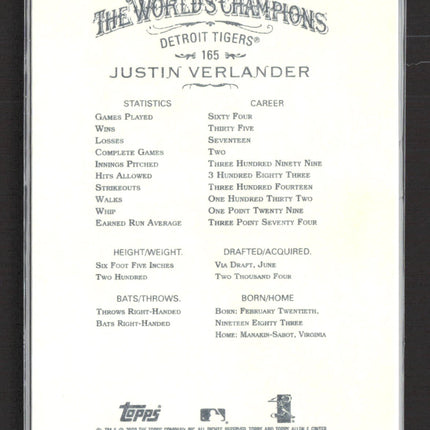 2008 Topps Allen & Ginter Justin Verlander #165 10th Anniversary Issue