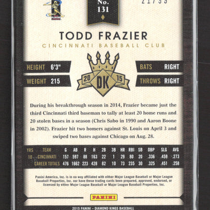 2015 Panini Diamond Kings Todd Frazier #131 Black Border 21/99