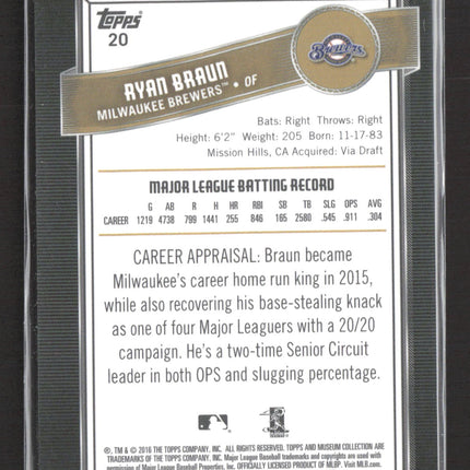 2016 Topps Museum Collection Ryan Braun #20 Green /199