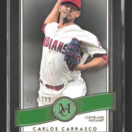 2016 Topps Museum Collection Carlos Carrasco #32 Green 037/199