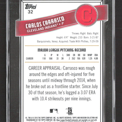 2016 Topps Museum Collection Carlos Carrasco #32 Green 037/199