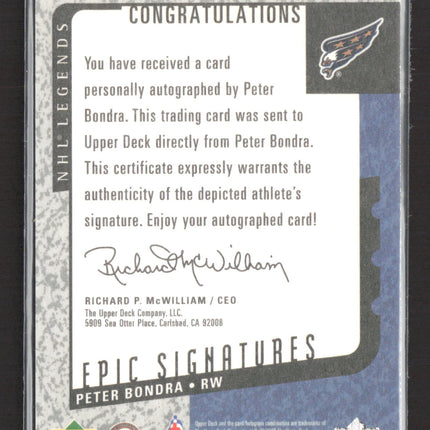 2000 Upper Deck NHL Legends Epic Signatures Peter Bondra #PBo Auto