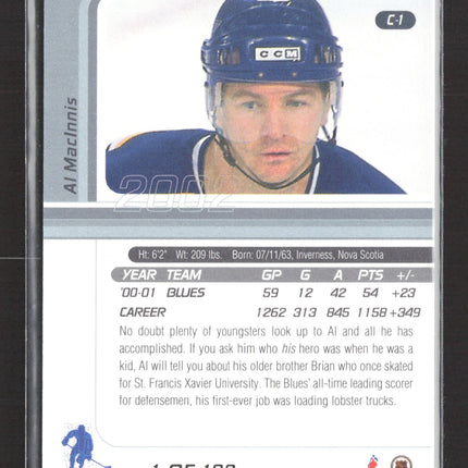2002 In The Game Signature Series Certified Al MacInnis #C-1 /100