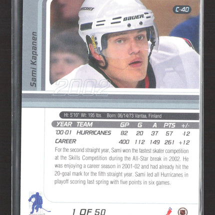 2001 In The Game Signature Series Certified Sami Kapanen #C-40 /50