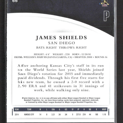 2015 Panini Immaculate Collection James Shields #66 /99