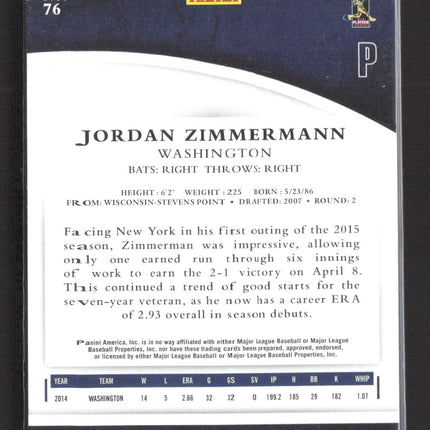 2015 Panini Immaculate Collection Jordan Zimmermann #76 60/99