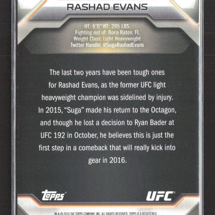 2016 Topps UFC Rashad Evans #29 Gold /99
