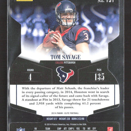2014 Panini Elite Aspirations Tom Savage #191 RC 74/97