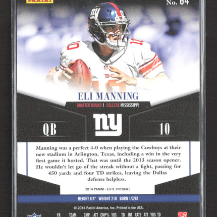 2014 Panini Elite Turn of the Century Eli Manning #64 Green 122/199