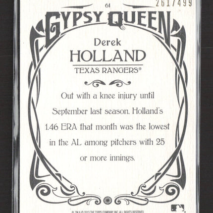 2015 Topps Gypsy Queen Derek Holland #61 Black Border 261/499