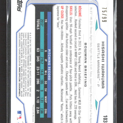 2014 Bowman Hisashi Iwakuma #103 Yellow /99