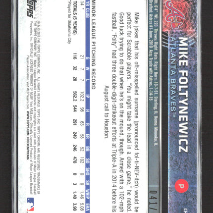 2015 Topps Chrome Mike Foltynewicz #17 Purple Refractor RC 041/250