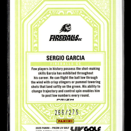 2025 Panini Prizm LIV Golf Aces Sergio Garcia #4 Teal /275