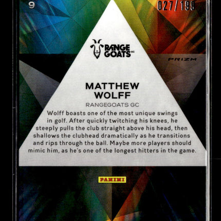 2024 Panini Prizm LIV Golf Prizmatic Matthew Wolff #9 Teal /275