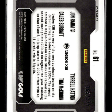 2025 Panini Prizm LIV Golf Rahm Surratt Hatton McKibbin #61 Teal /275