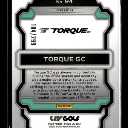 2024 Panini Prizm LIV Golf Torque GC #94 Silver Sparkle /299