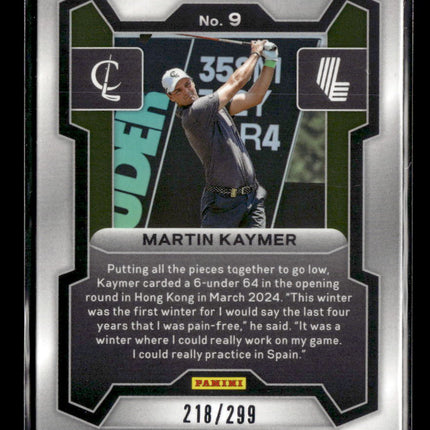 2024 Panini Prizm LIV Golf Martin Kaymer #9 White Sparkle RC 218/299