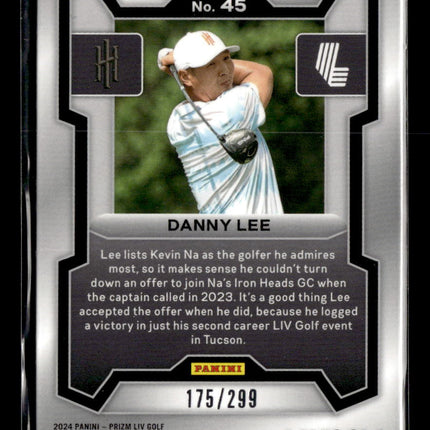 2024 Panini Prizm LIV Golf Danny Lee #45 White Sparkle 175/299