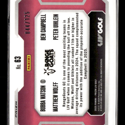 2025 Panini Prizm LIV Golf Watson Uihlein Wolff Campbell #63 Red 044/125
