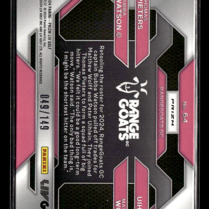 2024 Panini Prizm LIV Golf Watson Pieters Uihlein Wolff #64 Pink 049/149