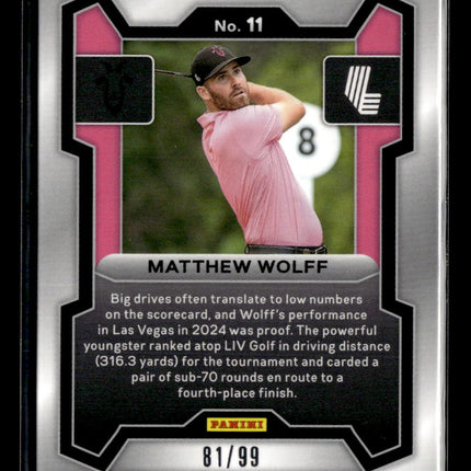 2024 Panini Prizm LIV Golf Matthew Wolff #11 Blue 81/99