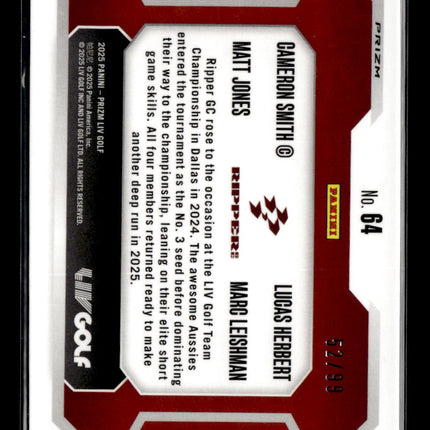 2025 Panini Prizm LIV Golf Herbert Leishman Smith Jones #64 Blue 66/79