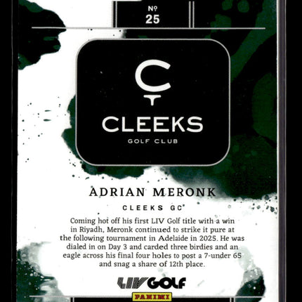 2025 Panini Impeccable LIV Golf Adrian Meronk #25 1 Troy Ounce .999 Fine Silver