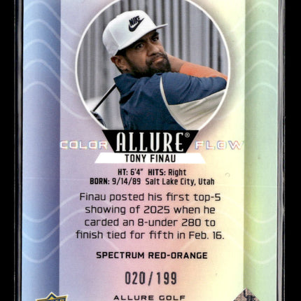 2026 UD Allure Golf Color Flow Tony Finau #CF-12 Spectrum Red-Orange /199